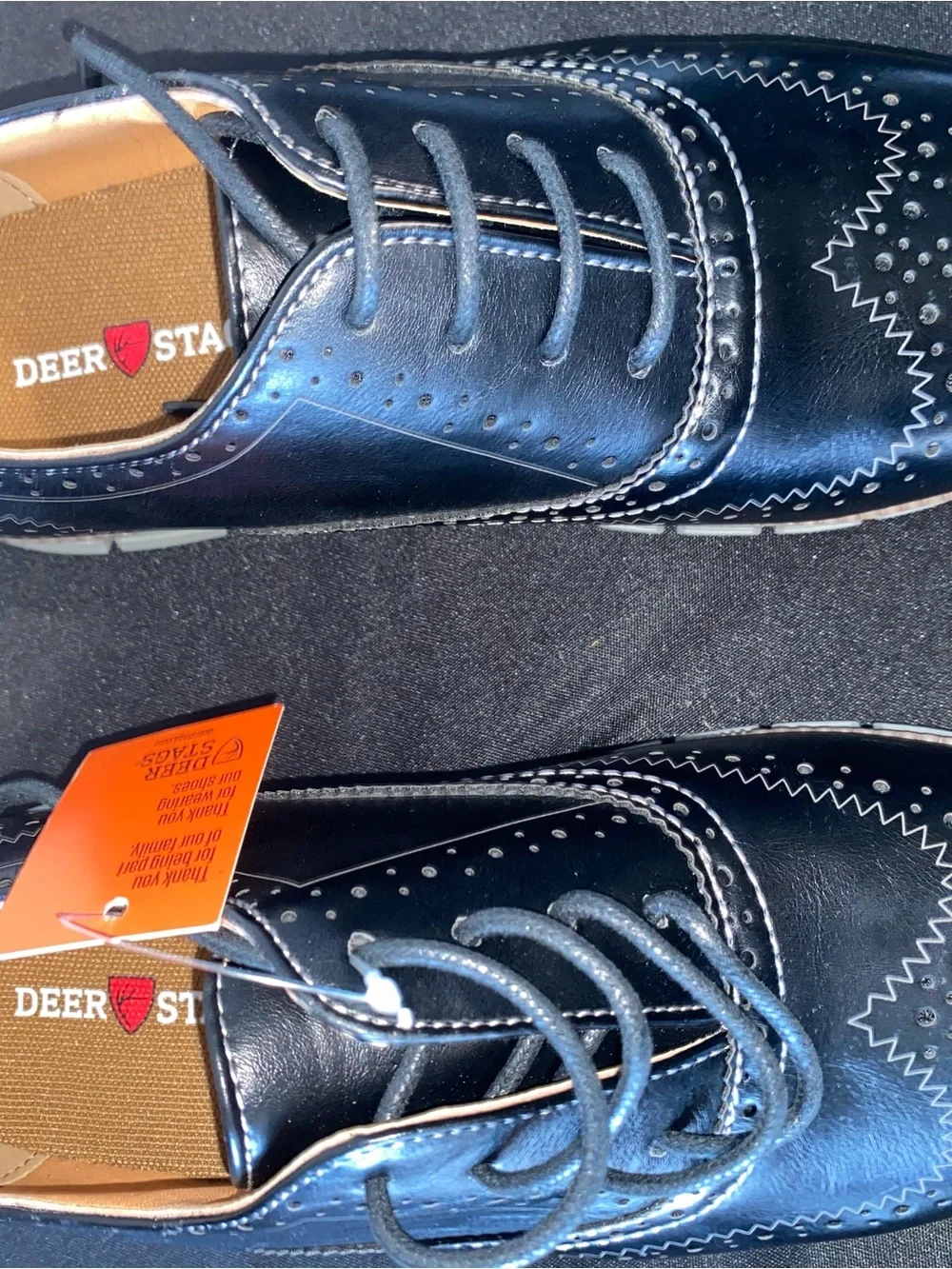 Boys Black Wingtip Lace-Up Dress Shoes